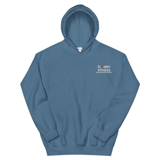 Indigo Blue Embroidered Logo Hoodie - Flamin' Fitness
