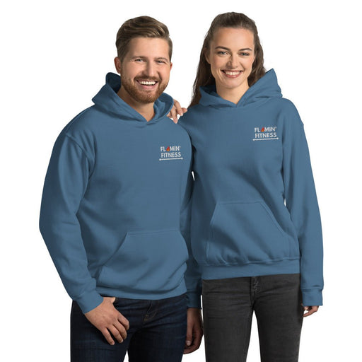 Indigo Blue Embroidered Logo Hoodie - Flamin' Fitness
