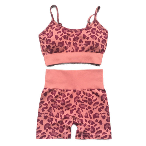 LeopardFit Sports Bra & Shorts Gym Set - Flamin' Fitness