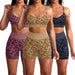 LeopardFit Sports Bra & Shorts Gym Set - Flamin' Fitness