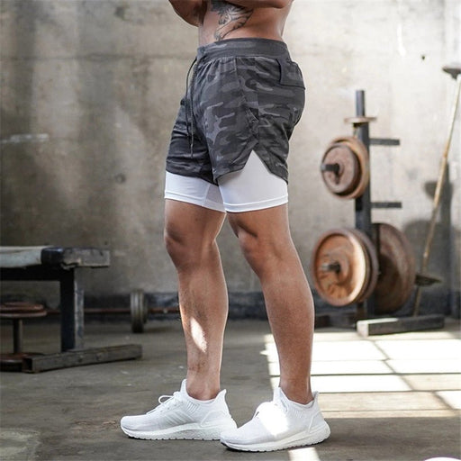 Men's 2-In-1 Camo Sports Shorts - Flamin' Fitness