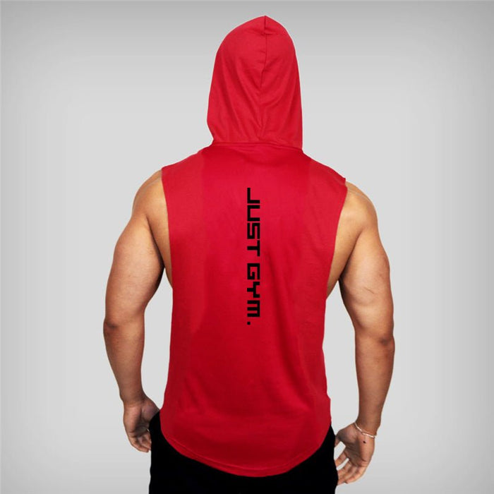 Men's "JUST GYM" Hooded Tank Top - Flamin' Fitness