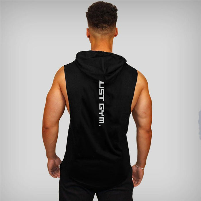 Men's "JUST GYM" Hooded Tank Top - Flamin' Fitness