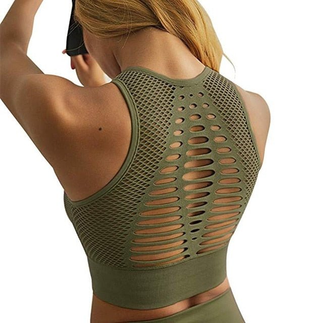 Mesh Back Padded Sports Bra - Flamin' Fitness