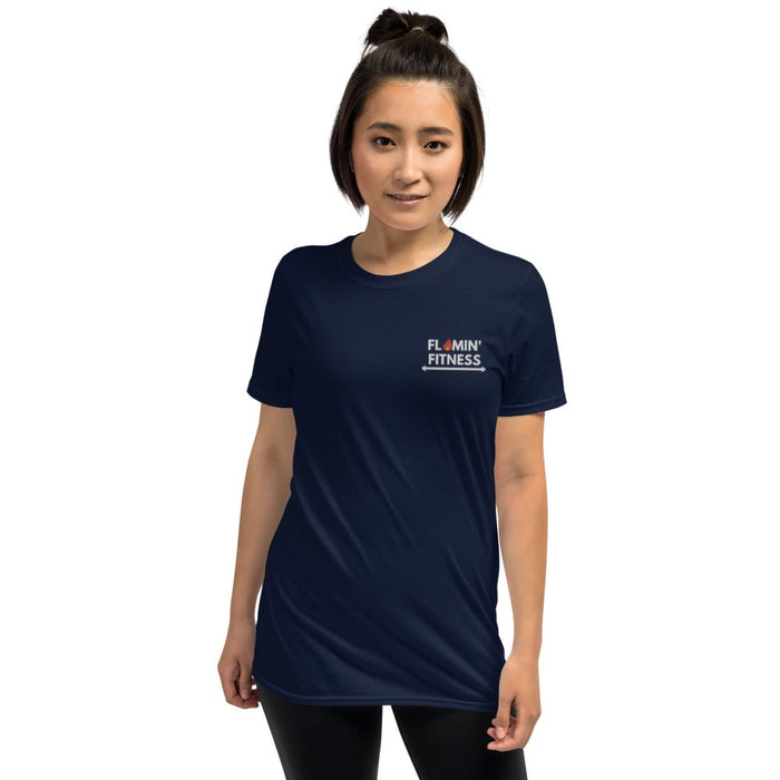 Navy Embroidered Logo T-Shirt - Flamin' Fitness