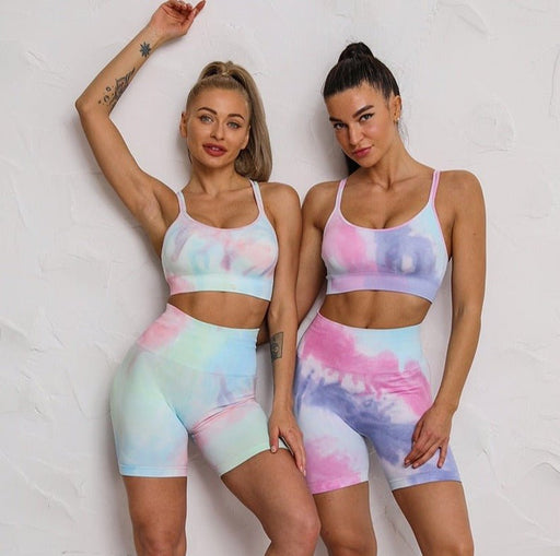 Two-Tone Tie Dye Cycling Shorts - Flamin' Fitness