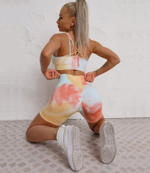 Two-Tone Tie Dye Cycling Shorts - Flamin' Fitness
