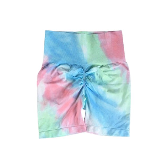 Two-Tone Tie Dye Cycling Shorts - Flamin' Fitness