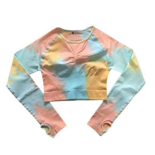 Two-Tone Tie Dye Long-Sleeve Top - Flamin' Fitness