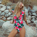 Watermelon Ruffle Shoulder One-Piece Swimsuit - Flamin' Fitness