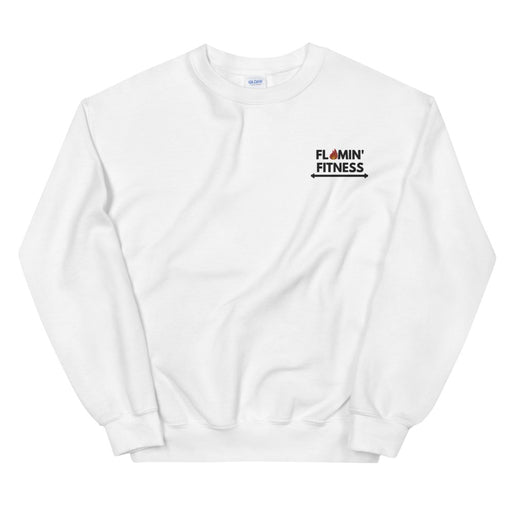 White Embroidered Logo Sweatshirt - Flamin' Fitness